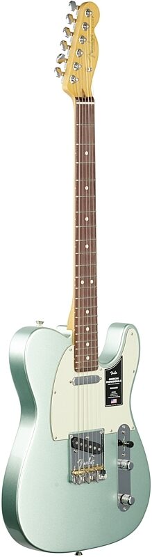 Fender American Pro II Telecaster Electric Guitar, Rosewood Fingerboard (with Case), Mystic Surf Green, USED, Blemished, Body Left Front