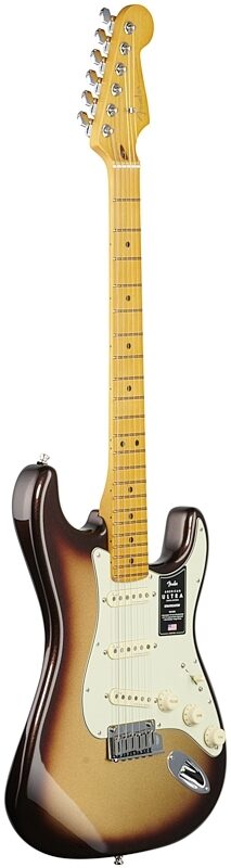 Fender American Ultra Stratocaster Electric Guitar, Maple Fingerboard (with Case), Mocha Burst, Body Left Front