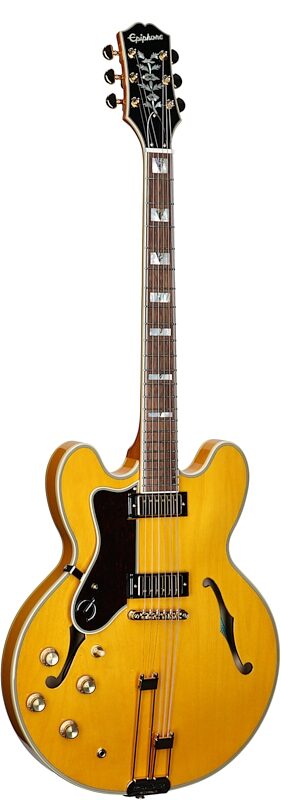 Epiphone Sheraton Semi-Hollow Body Electric Guitar, Left-Handed (with Gig Bag), Natural, Body Left Front