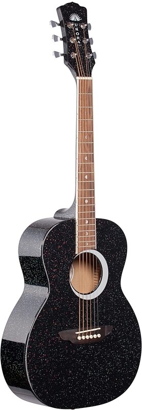 Luna Aurora Borealis 3/4-Size Acoustic Guitar, Black, Body Left Front