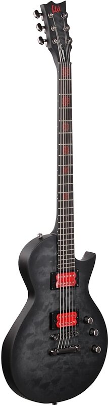 ESP LTD Ben Burnley BB600 Baritone Electric Guitar (with Case), Satin Black Sunburst, Body Left Front