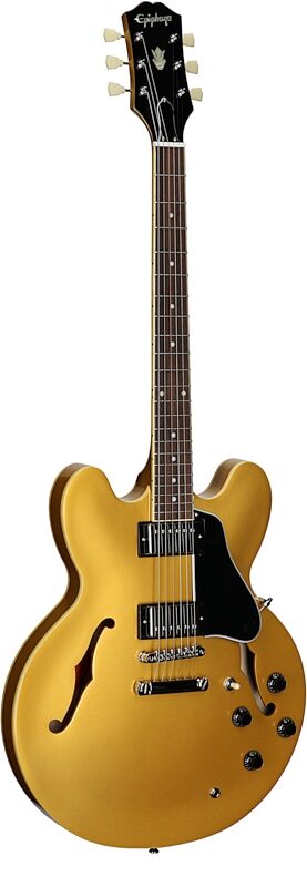 Epiphone ES-335 Traditional Pro Electric Guitar, Metallic Gold, Body Left Front