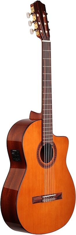 Cordoba C5-CE Classical Acoustic-Electric Guitar, Natural, Solid Cedar Top, Body Left Front