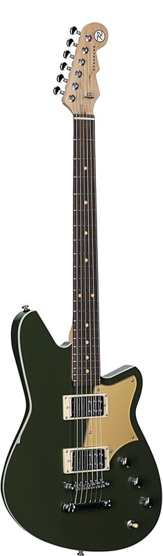 Reverend Descent RA Baritone Electric Guitar Brown, Army Green, Rosewood Fretboard, Body Left Front