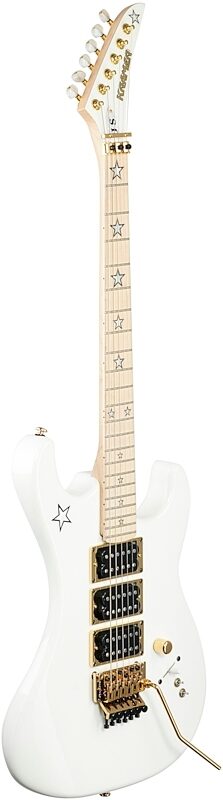 Kramer Jersey Star Electric Guitar, with Gold Floyd Rose, Alpine White, Body Left Front