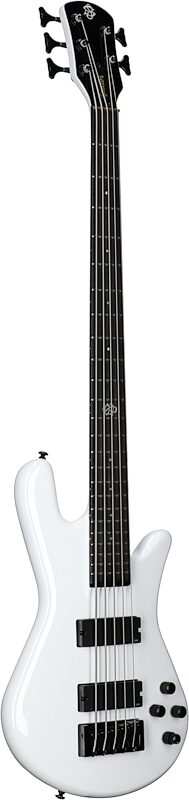 Spector NS Ethos HP 5-String Bass Guitar (with Bag), White Sparkle, Body Left Front