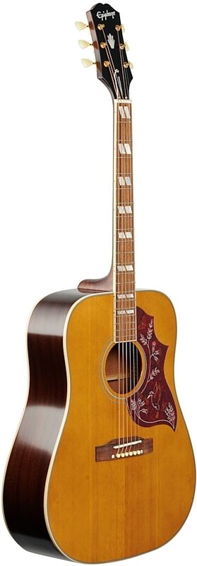 Epiphone Hummingbird Acoustic-Electric Guitar, Aged Natural Antique, Blemished, Body Left Front
