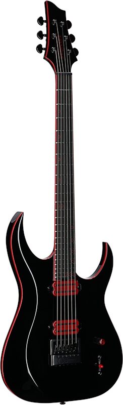 Schecter Sunset 6 EverTune Red Dawn Electric Guitar, Gloss Black, Body Left Front