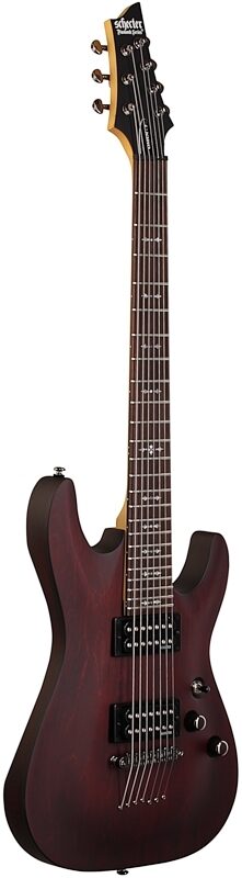 Schecter Omen 7 Electric Guitar (7-String), Walnut Stain, Body Left Front