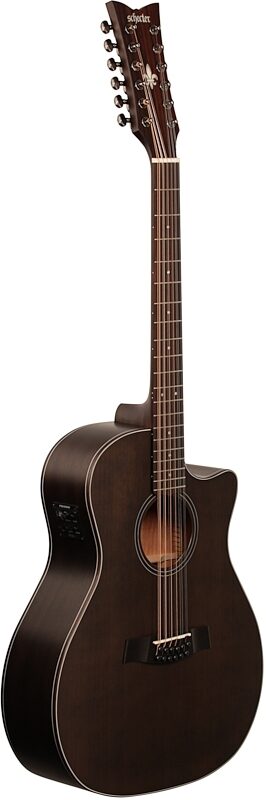 Schecter Orleans Studio Acoustic-Electric Guitar, 12-String, Satin See Thru Black, Body Left Front