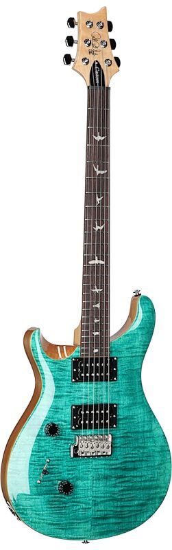 PRS Paul Reed Smith SE Custom 24 Electric Guitar, Left-Handed (with Gig Bag), Turquoise, Body Left Front