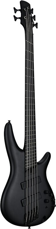 Ibanez SRMS625EX Iron Label Electric Bass, 5-String, Black Flat, Body Left Front