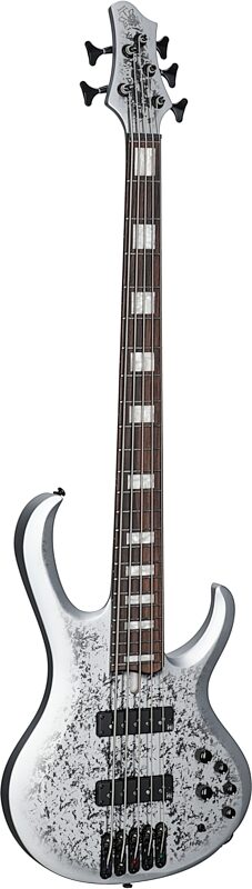Ibanez BTB 25th Anniversary Electric Bass, 5-String, Silver Blizzard, Blemished, Body Left Front
