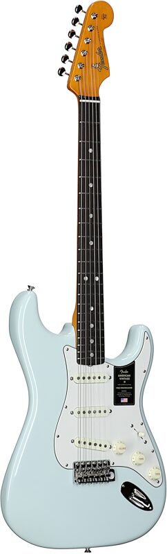 Fender American Vintage II 1965 Stratocaster Electric Guitar, Rosewood (with Case), Sonic Blue, Body Left Front