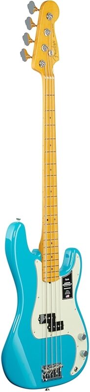 Fender American Pro II Precision Electric Bass, Maple Fingerboard (with Case), Miami Blue, Body Left Front