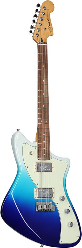 Fender Player Plus Meteora Electric Guitar (with Gig Bag), Belair Blue, Pau Ferro, Body Left Front