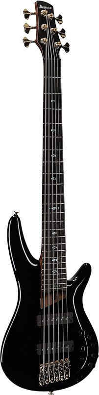Ibanez SR3506 Prestige Electric Bass, 6-String (with Case), Black, Body Left Front