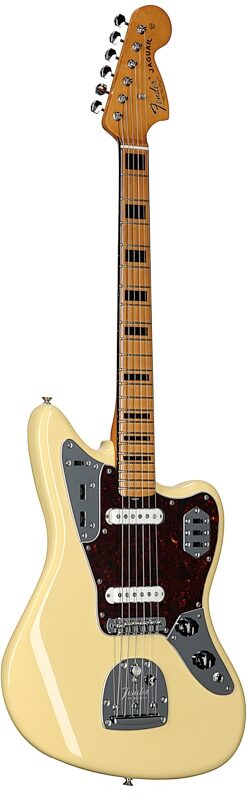 Fender Vintera II '70s Jaguar Electric Guitar, Maple Fingerboard (with Gig Bag), Vintage White, Body Left Front