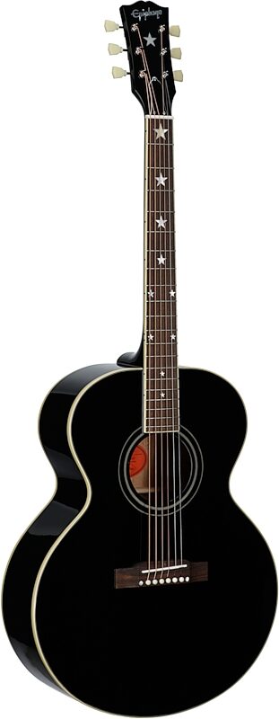 Epiphone J-180 LS Acoustic-Electric Guitar (with Case), Ebony, Body Left Front