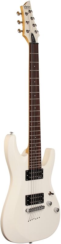 Schecter C-7 Deluxe Electric Guitar, Satin White, Body Left Front