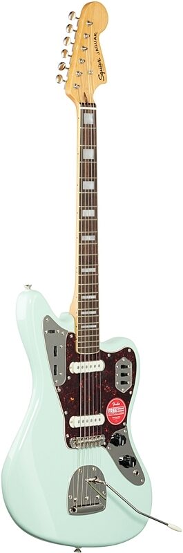 Squier Classic Vibe '70s Jaguar Electric Guitar, with Laurel Fingerboard, Surf Green, Body Left Front