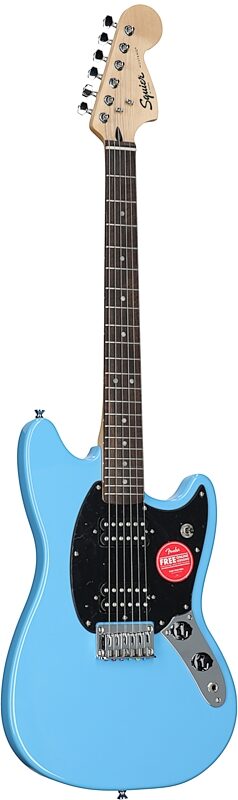 Squier Sonic Mustang HH Electric Guitar, Laurel Fingerboard, California Blue, Body Left Front