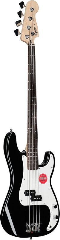 Squier Sonic Precision Bass Guitar, Laurel Fingerboard, Black, Body Left Front