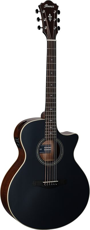 Ibanez AE100 Acoustic-Electric Guitar, Dark Tide Blue Flat, Body Left Front