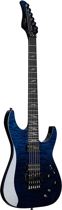 Schecter Reaper 6 FRS Elite Electric Guitar, Deep Ocean Blue, Body Left Front