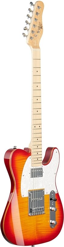 Michael Kelly '53 DB Flame Maple Electric Guitar, Maple Fingerboard, Cherry Sunburst, Body Left Front