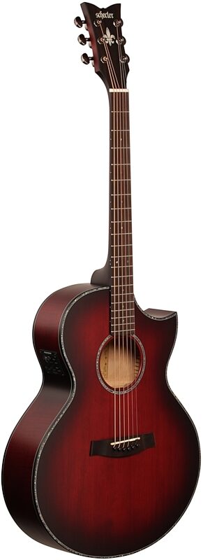 Schecter Orleans Stage Acoustic-Electric Guitar, Vampyre Red, Body Left Front