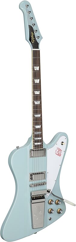 Epiphone 1963 Firebird V Electric Guitar (with Hard Case), Frost Blue, Body Left Front