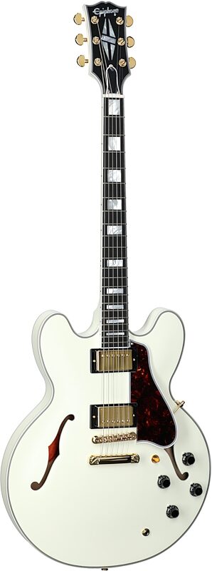 Epiphone 1959 ES-355 Semi-Hollow Electric Guitar (with Case), Classic White, Body Left Front