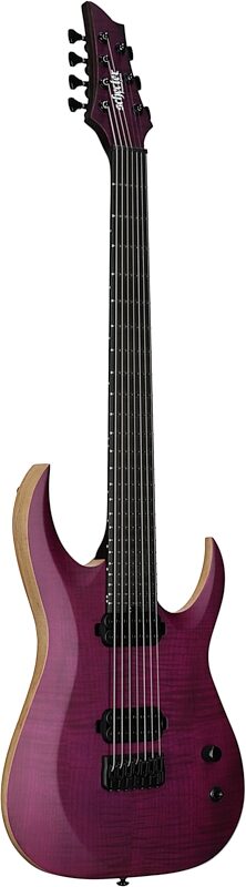 Schecter John Browne Tao-7 Electric Guitar, 7-String, Transparent Purple, Scratch and Dent, Body Left Front