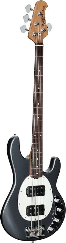 Sterling by Music Man StingRay Ray34HH Electric Bass (with Gig Bag), Charcoal Frost, Body Left Front