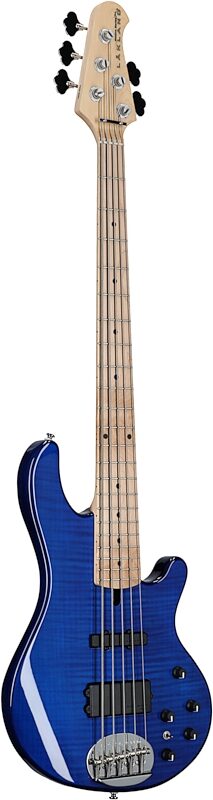 Lakland Skyline 55-02 Deluxe Flame Electric Bass, Transparent Blue, Body Left Front