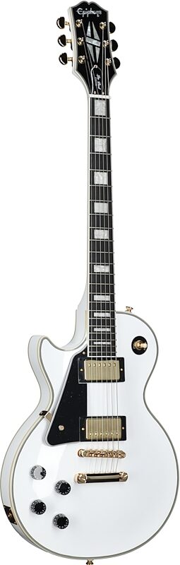 Epiphone Les Paul Custom Electric Guitar, Left-Handed, Alpine White, with Gold Hardware, Body Left Front