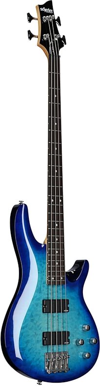 Schecter C-4 Plus Bass Guitar, Ocean Blue Burst, Body Left Front