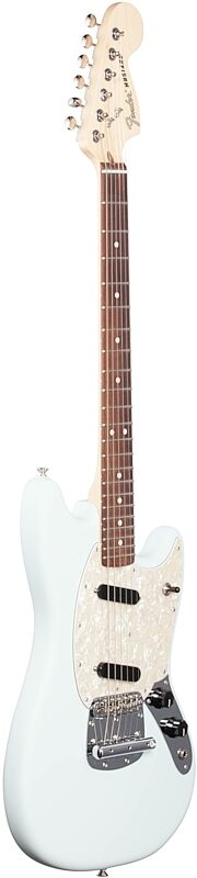 Fender American Performer Mustang Electric Guitar, Rosewood Fingerboard (with Gig Bag), Satin Sonic Blue, Body Left Front