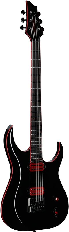Schecter Sunset-6 ET EX Red Dawn Baritone Electric Guitar, Gloss Black, Body Left Front
