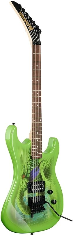Kramer Snake Sabo Baretta Electric Guitar (with Gig Bag), Snake Green, Custom Graphics, Body Left Front