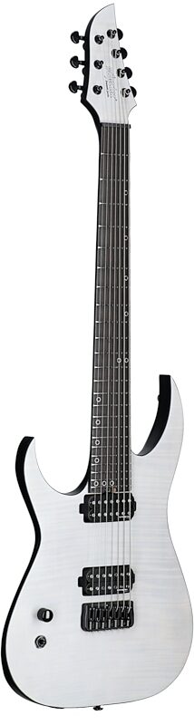 Schecter KM-7 MK-III Keith Merrow Electric Guitar, Left-Handed, Tri-White Satin, Body Left Front
