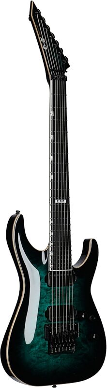 ESP E-II Horizon FR-7 Electric Guitar, 7-String (with Case), Black Turquoise Burst, Body Left Front
