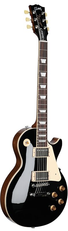 Gibson Les Paul Standard 50s Custom Color Electric Guitar, Plain Top (with Case), Ebony, Body Left Front