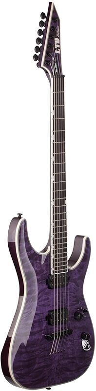 ESP LTD MH-1000NTQM Electric Guitar, See-Thru Purple, Body Left Front