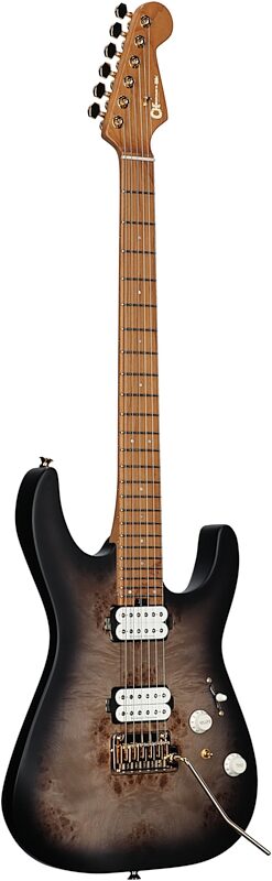 Charvel Pro-Mod DK24 HH 2PT CM Electric Guitar, with Maple Fingerboard, Transparent Black Burst, Body Left Front