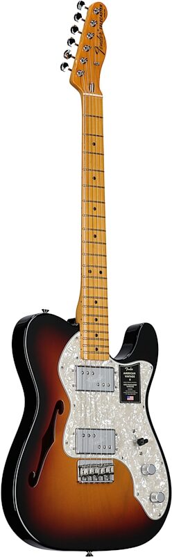 Fender American Vintage II 1972 Telecaster Thinline Electric Guitar, Maple Fingerboard (with Case), 3-Color Sunburst, Body Left Front