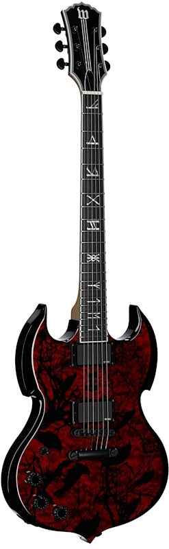 Wylde Audio Barbarian Electric Guitar, Left-Handed, Blood Raven, Body Left Front