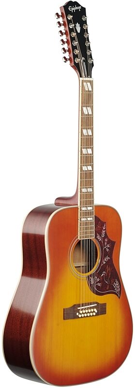 Epiphone Hummingbird 12-String Acoustic-Electric Guitar, Aged Cherry Sunburst, Blemished, Body Left Front