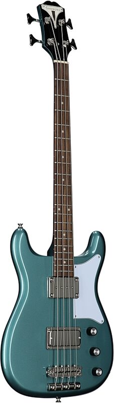 Epiphone Newport Bass Guitar, Pacific Blue, Body Left Front